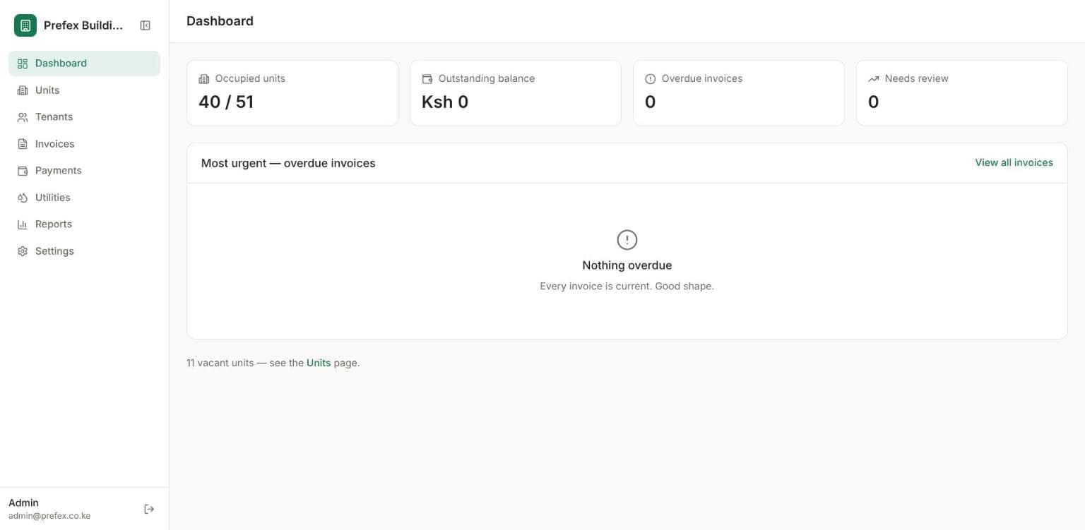Property management platform for Prefex Building & Management